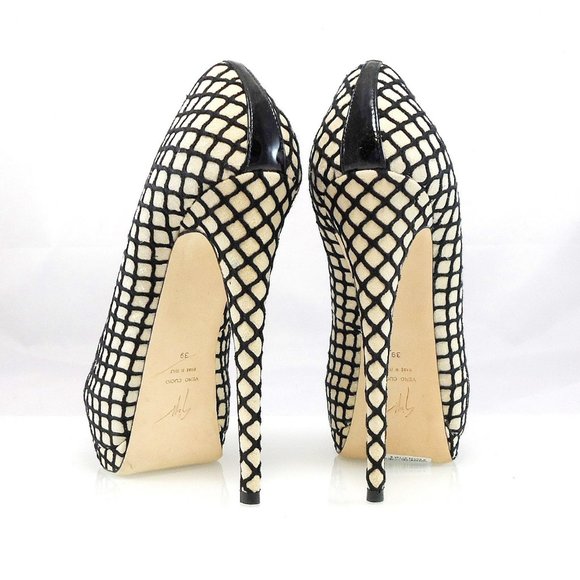 NIB$775 Giuseppe Zanotti Sharon Checked Platform Peep Toe Pump Heels 39 8 8.5 - Picture 3 of 16